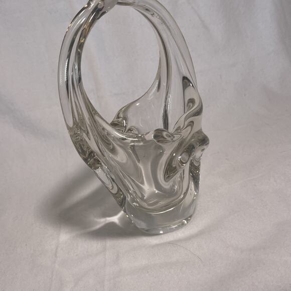 Vintage Hand Blown Clear Glass Basket Ashtray Easter Server - Picture 4 of 7